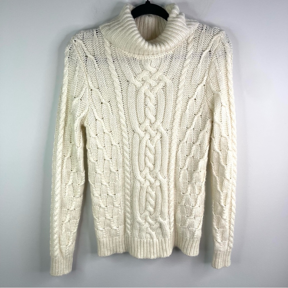 Ralph Lauren Women’s Ivory Cable Knit Turtleneck Sweater Size Small
